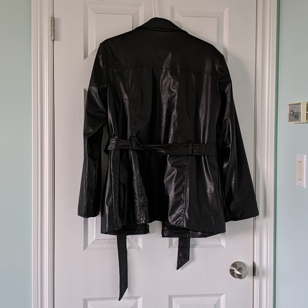 Faux Leather Trench Jacket - Picture 2 of 6